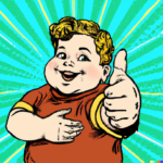 DALL·E 2022 10 20 22.09.20 illustration of a fiftys style poster of a fat child with thumbs up pop art style